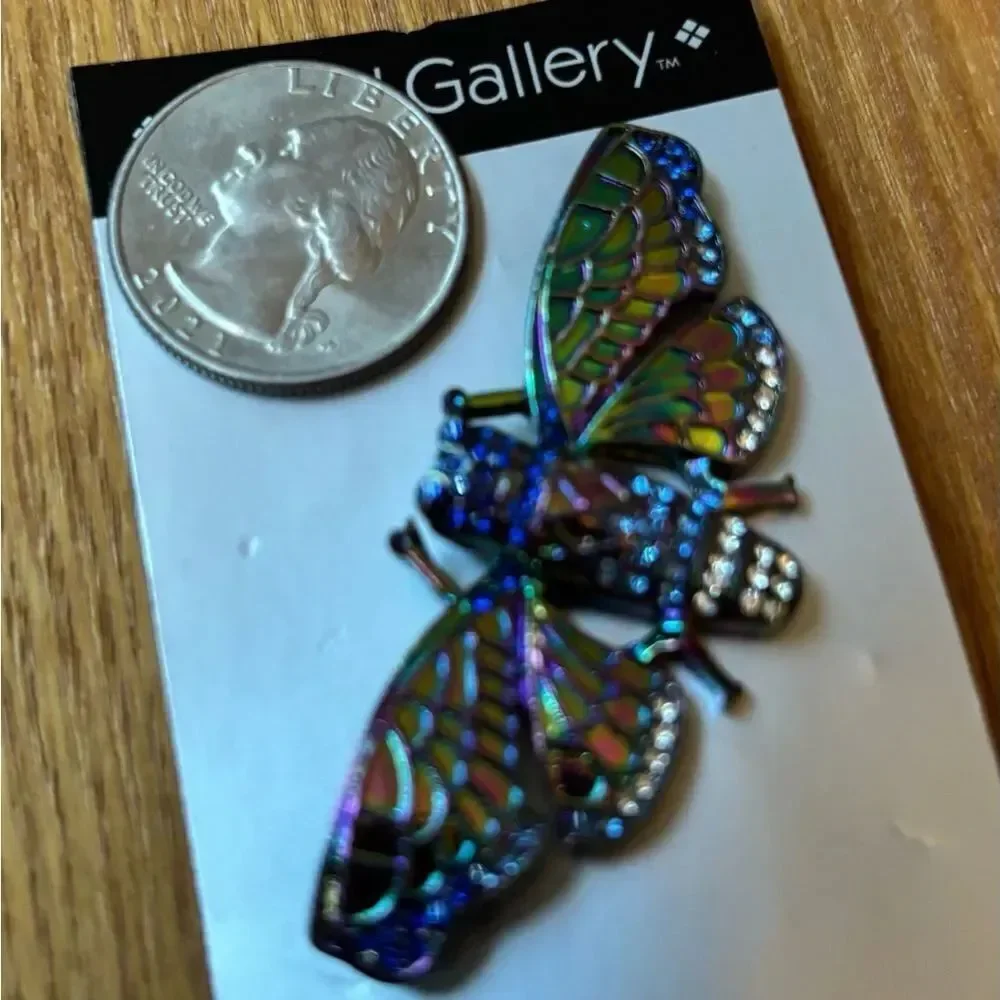 NEW! Multi Colored Gemstone Brooch by Metal Gallery NWT